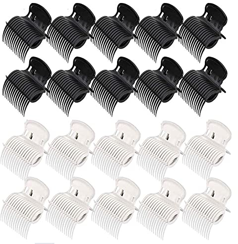 24 Pièces Pinces à Rouleaux Chauds, Rouleau Chaud Pinces à Cheveux, Pinces à Rouleaux de Remplacement, pour Coiffer les Cheveux des Filles, Utilisé par les Coiffeurs(Noir et Blanc)