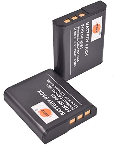 DSTE 2pcs NP-BG1 NP-FG1 Li-ION Batterie compatibles avec Sony Cyber-Shot DSC-H90 DSC-HX5V DSC-T20 DSC-T100 DSC-W30 DSC-W50 DSC-W55 DSC-W70 DSC-W120 DSC-W130