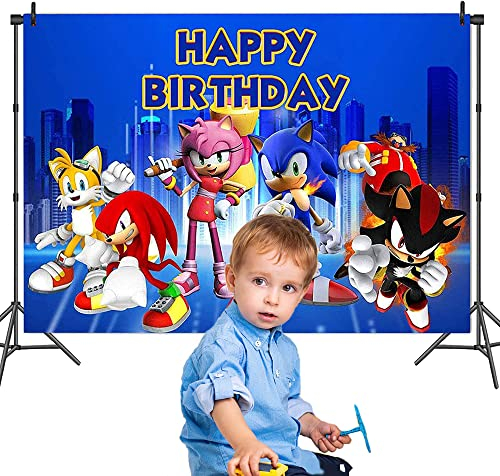 rosepartyh Cumpleaños Decoración Fondo Sonic The Hedgehog Fotografía Sonic The Hedgehog Fotografía Telón de Fondo Accesorios de Estudio Sonic The Hedgehog Cumpleaños Fiesta Decoración