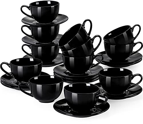 LOVECASA, Serie Sweet, Kaffee-Teeservice aus Porzellan für 12 Personen, Cappuccino-Tasse 230 ml + Untertasse