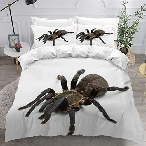 LLSL Thailändische Vogelspinne Bettwäsche 135×200 Kinder Spinne 3D Druck Bettbezüge Mikrofaser Weiche kuschelig 3 teilig Bettwäsche Set mit Reißverschluss et 2 Kissenbezug 80x80 für Jungen
