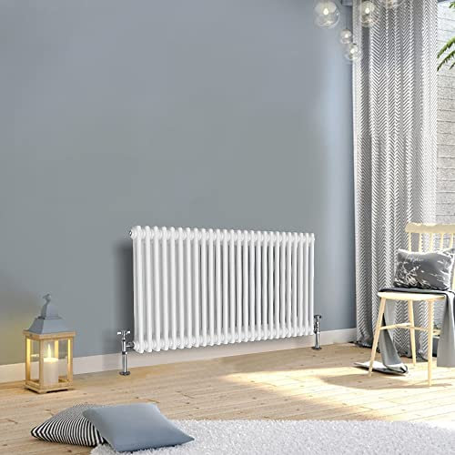 WarmeHaus 600x1190mm Horizontal Traditional 2 Column White Cast Iron Style Radiator Central Heating