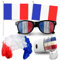 Frankreich-Fan-Set – 4 Zubehörteile: Perücke + Brille + Make-up + Flagge blau weiß rot – gehen Sie die blauen