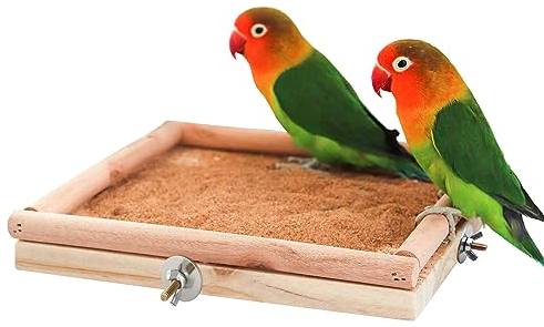 Natürliche Holz-Sitzstange für Papageienkäfige, Kletter- und Nagestange mit Krallenpflegefunktion für Papageien, Nymphensittiche, Ratten & Wellensittiche – 20 × 20 cm