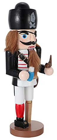 SEWACC Schwarzes Akzentdekor Piraten-Nussknacker-Figuren Holz-Nussknacker-Ornamente Festlicher Weihnachts-Nussknacker-Marionette Holz-Nussknacker für Regale Tische Dekorationen
