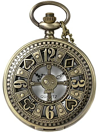 MORFONG Vintage Taschenuhr Quarz Taschenuhr mit Halskette Poker Design Taschenuhr Antik Uhr für Männer Frauen Vater Opa Geburtstag Jahrestag