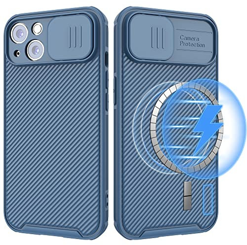 Hitaoyou iPhone 13 Case with Magsafe, Slide Lens Cover, Slim Magnetic Case for iPhone 13 6.1 Blue