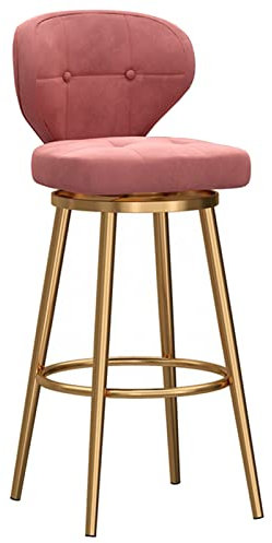 JUNNIU Tabouret de Bar en métal Chaise pivotante en Velours avec Repose-Pieds Rond et Pieds dorés Decoration
