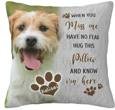 Ozinna Personalisiertes Hunde-Gedenkkissen, personalisierbar, Hundefoto, Haustiertext, zweiseitig bedruckt, Gedenkgeschenke, Haustier-Verlust-Geschenke, Beileidsgeschenk, Stil 6