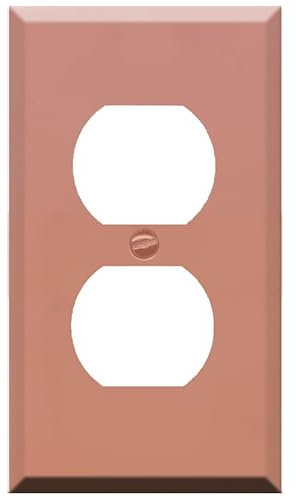 DecorZ Polished Rose Gold Duplex Round Receptacle Metal Wall Plate Stainless Steel Outlet Cover 1 Gang 4.5H x 2.75W