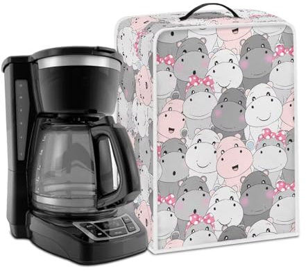 Uourmeti Hippo Espresso Coffee Maker Cover with Handle Dust Resistant Coffee Machine Protector Small Appliance Cloth Covers Kitchen Storage Accessories