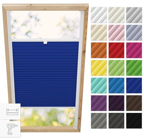 Estika Dachfenster plissee mit Bohren für Velux Fenster - Modell: C02 - Stofffarbe: Marineblaue - Dachfenster Rollo, Fensterrollo innen, Fenster plissee