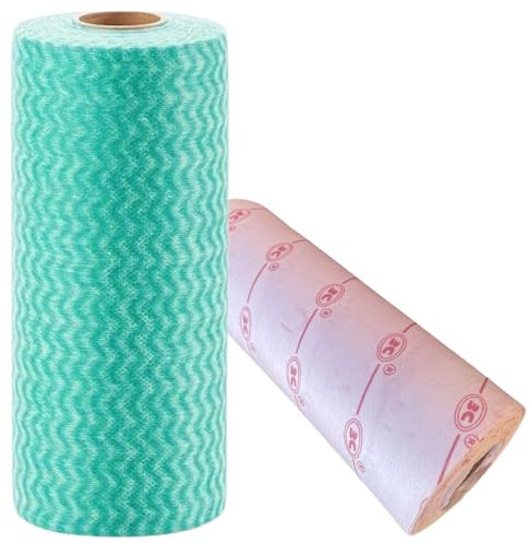 80 Lavettes de Nettoyage Lavable - Jetables - Tissu Ultra Absorbant Non Tissé Durable - Réutilisables 4 à 12 fois (2 types de rouleaux)
