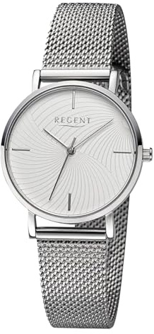 REGENT Damen Armbanduhr Analog Metallarmband Silber URBA748 Analoguhr