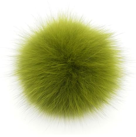 Wisafory Fuchs Pelz Pompon Ball Fellbommel Bommelbälle Bommel Flauschige Pom Pon Fuchs Plüschbälle Fellpompon zum Basteln Bommeln Zubehör für Mützen Beanies und Tasche Grün
