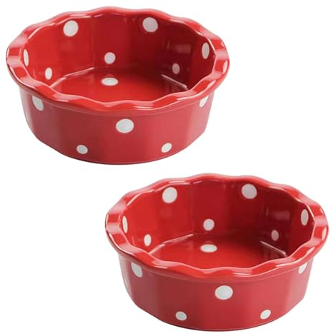 TYMYYS Cocotte Monoporzione Da Forno, 350ml, Terrines, Pirottini In Ceramica, Crema Catalana Ciotole-rosso-Set di 2