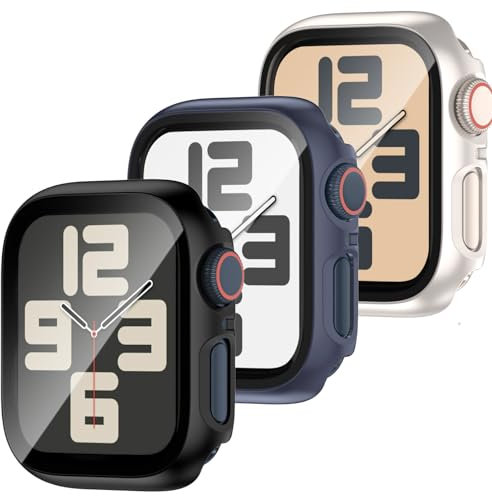 JDBLHM 40mm Case for Apple Watch SE,Series 6/5/4 with Tempered Glass Screen Protector,Slim Face Cover and Protective Bumper for iwatch 40 mm,3packs