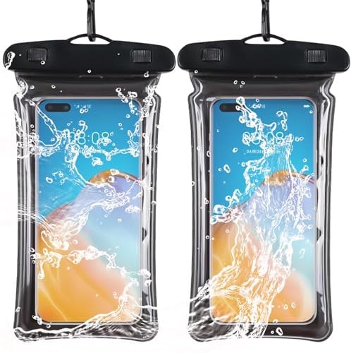 Anseom 2 Pack Waterproof Phone Pouch, Universal Waterproof Phone Case for iPhone 13 14 11 Pro XS Samsung S24 S23 S22 Up to 6.8 Black
