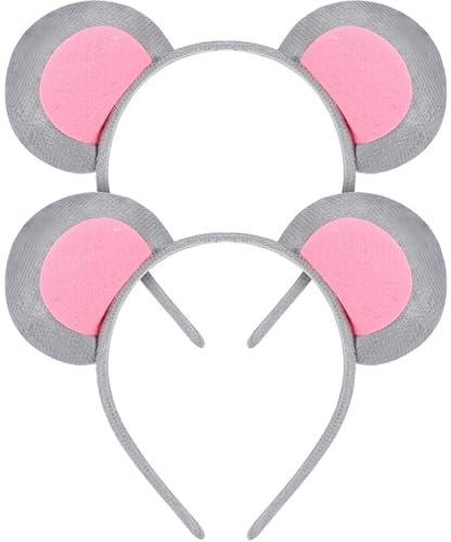 Healvian 2 Stück Mausohren Haarreifen Headband with Mouse Ears Mausohren Haarreifen Ratatouille Haarreif mit Mouse Ears Stirnband Mäuschen Haarreif