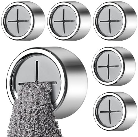 kurkip 6pcs Luxury Self Adhesive Circular Kitchen Bathroom Towel Holder, Suction Towel Hooks for Wall-Mounted Tea Towel Holders for Bathrooms and Home Gadgets, No Need for Drilling