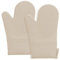 MEETOZ Silicone Oven Mitts, Oven Gloves with Non-Slip Waterproof - 2PCS Oven Mittens Heat Resistant 600 Degree, Soft Lining Silicone Oven Mits for Cooking Baking Kitchen Mittens (Cream-Colored)