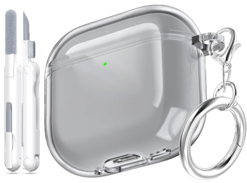 MHYALUDO Custodia compatibile con AirPods 4 Case, Custodia Airpods 4 | morbida TPU anti-ingiallimento, compatibile con AirPods 4 Custodia con kit di pulizia e graziosa fibbia rotonda, Nero