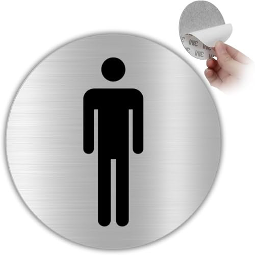 LEIASA Panneau WC autocollant pour homme – Épaisseur : 0,6 mm – Diamètre : 100 mm – Panneau de toilettes en aluminium – Pour homme (plaque de toilette pour homme)