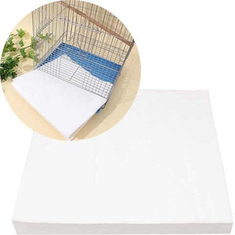 Allazone Vogelkäfig Einlagen, 100 Stück Vogelmatte Saugfähige Einweg Papageienkäfig Kissen Zuschneidbare Haustierkäfige Kissen für Vogel, Papageien, Kleintier, 20 x 27cm