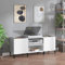 Prissent Meuble à Disques Blanc Brillant 121 x 38 x 48 cm en Bois Multicouche, Support TV CD Étagère Porte-Disques Vinyle, Multifonction pour Salon