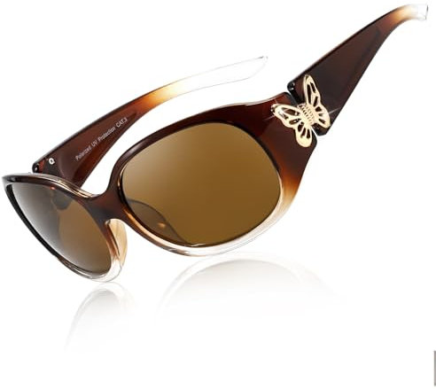 TJUTR Polarisierte Sonnenbrille für Damen Wrap Around Sonnenbrille mit UV-Schutz Trendy Schmetterling Design