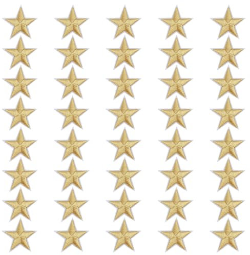 HOBBIESAY 40Pcs Gold Star Applique Star Badge Patch Embroidered Star Applique Iron on/Sew on Patches for Clothing Jacket Hat DIY Crafts Decorations