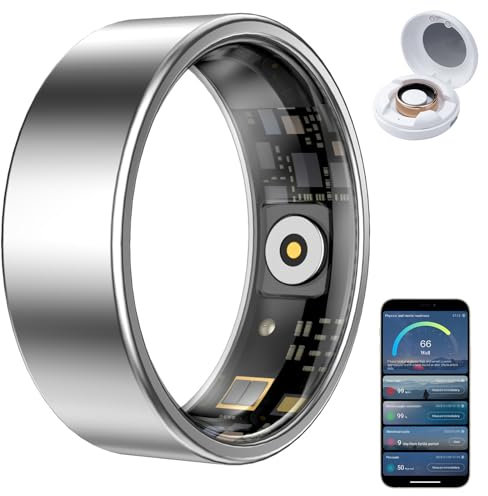 HPLSZCN Smart Ring, Size First, Health Ring No App Subscription, Heart Rate, Blood Oxygen, Fitness Monitor, Sleep Tracker, Women’s Health, Up to 7-Day Battery, Smart Rings for Men/Women (Silver, 11)