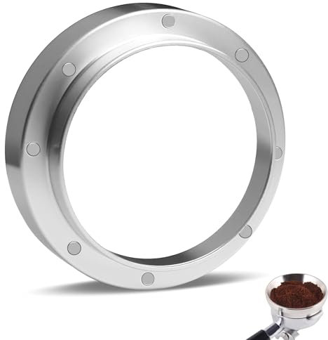 53mm Magnetic Dosing Funnel & Espresso Coffee Ring, Aluminum Alloy Barista Accessories for Portafilter, Anti-Static Coffee Machine Funnel for Home, Café, and Professional Use (White, 53mm)