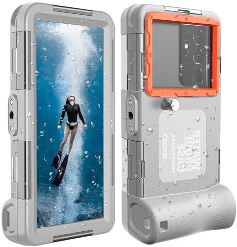 Custodie per telefono subacquee 2025 per snorkeling, custodia impermeabile per telefono 17/16/15/14/13/12Pro Max per Galaxy S25/S24/S23/S22/S21, video fotografici subacquei (grigio)