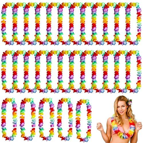 YOUNGSAY 30 Pezzi Ghirlanda Hawaiana Collana, Multicolori Ghirlanda Hawaiana, Riutilizzabile Collana Hawaiana per Feste Tropicali/Feste in Spiaggia/Decorazioni di Compleanno