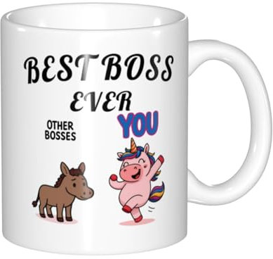 Funny Coffee Mug Best Boss Ever Unicorn Mug, Gift for Boss, Best boss Ever gift, Funny Gift for boss, Humorous Coffee Cup, Sarcastic boss Present,Boss's Day, Christmas gifts,11 oz Novelty Mug, White.