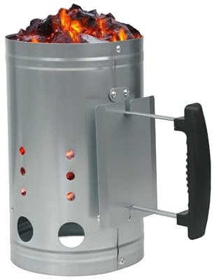 Crystals Charcoal Chimney Starter-BBQ Chimney Starter With Handle-Charcoal Starter For Camping BBQ-Ignition Aid For Briquettes-Height 28cm