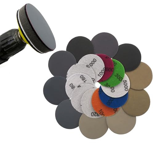 50 Pezzi Dischi Abrasivi Rotondi, Dischi Abrasivi, Asciutti Bagnati Carta Abrasivi, Disco Abrasivo da 75 mm, 600/800/1000/1200/1500/2000/2500/3000/4000/5000, per levigatrice-Lucidatura, Levigatura