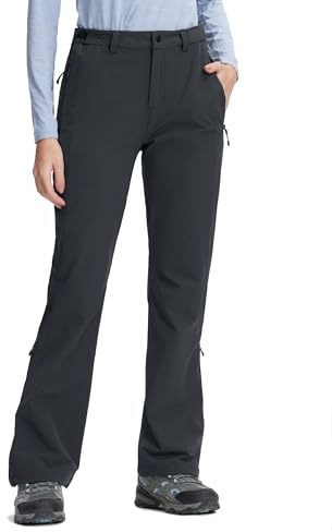 Pioneer Camp Outdoorhose Damen Herbst/Sommer: Winddichte Regenhose mit DWR-Beschichtung | Schnelltrocknend | Elastische Wanderhose für Bergsteigen und Radtouren(Charcoal Grey;XL)