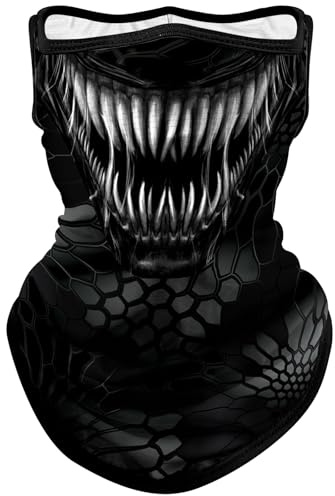 Eikuni Halstuch, Gesichtsmaske, Bandana mit Ohrschlaufen, für Damen und Herren, Sonnenschutz, Zähne Weiß 01, Einheitsgröße