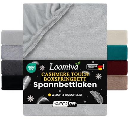 Loomiva® Spannbettlaken Winter Warm Cashmere Touch | Flauschiges Thermo Fleece Spannbetttuch | Weich, Kuschelig & Pflegeleicht | (Silber, 90x200cm | 100x200cm)