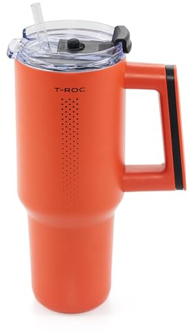 Volkswagen 2GV069601645 Thermobecher Kaffeebecher Trinkflasche Trinkbecher 900ml Edelstahl, rot, mit T-Roc Schriftzug