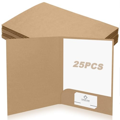 25Pcs Chemise Cartonnée avec Rabat, Pochettes Document A4, Dossiers Fichiers Papier Kraft, Sous-Chemises Réunions pour Bureau & École, Porte Organisateur pour Stockage Contrat, Presentation, Rapports