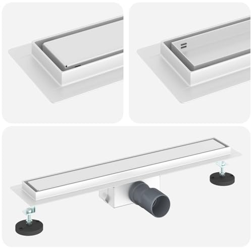 vidaXL 2 en 1 Drain de Douche Argenté 60 cm Acier INOX 304, Salle de Bain, Design rectangulaire, Minimaliste avec Pieds réglables pour espaces Modernes, Installation Facile et Lignes épurées