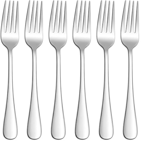 6pcs 8in Dinner Forks,Food Grade Stainless Steel Flatware, Mirror Finish Dishwasher Safe Silverware for Home Kitchen Restaurant and Formal Events