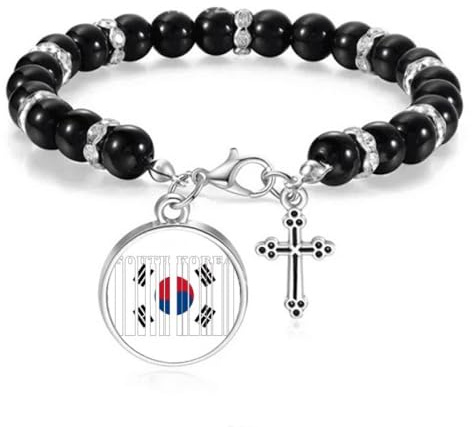 no/no Perlen-Armband mit Flagge, Länderschrift, Südkorea, Boho-Schmuck für Männer und Frauen