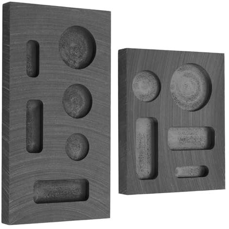 2pcs Graphite Mold Set, Mini Graphite Casting Ingot Mold for Casting Gold Silver Aluminum Copper & Brass High-Purity DIY Metal Melting & Refining Kit for Jewelry Making