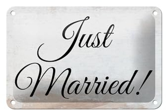 Femer Blechschild Hinweis 12x18 cm Just Married Deko Schild