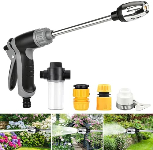 High Pressure Washer Gun, Potable High Pressure Washers Hose Nozzle with Universal Connectors, High Pressure Water Spray Gun, Car Washer for Cleaning Car Patio Driveway, Remove Moss Deposits Dirt