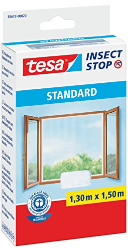 Tesa Fliegengitter für Standard-Fenster, weiß, leicht, 1,5 m x 1,8 m 1,3m:1,5m / 4er Pack Weiß